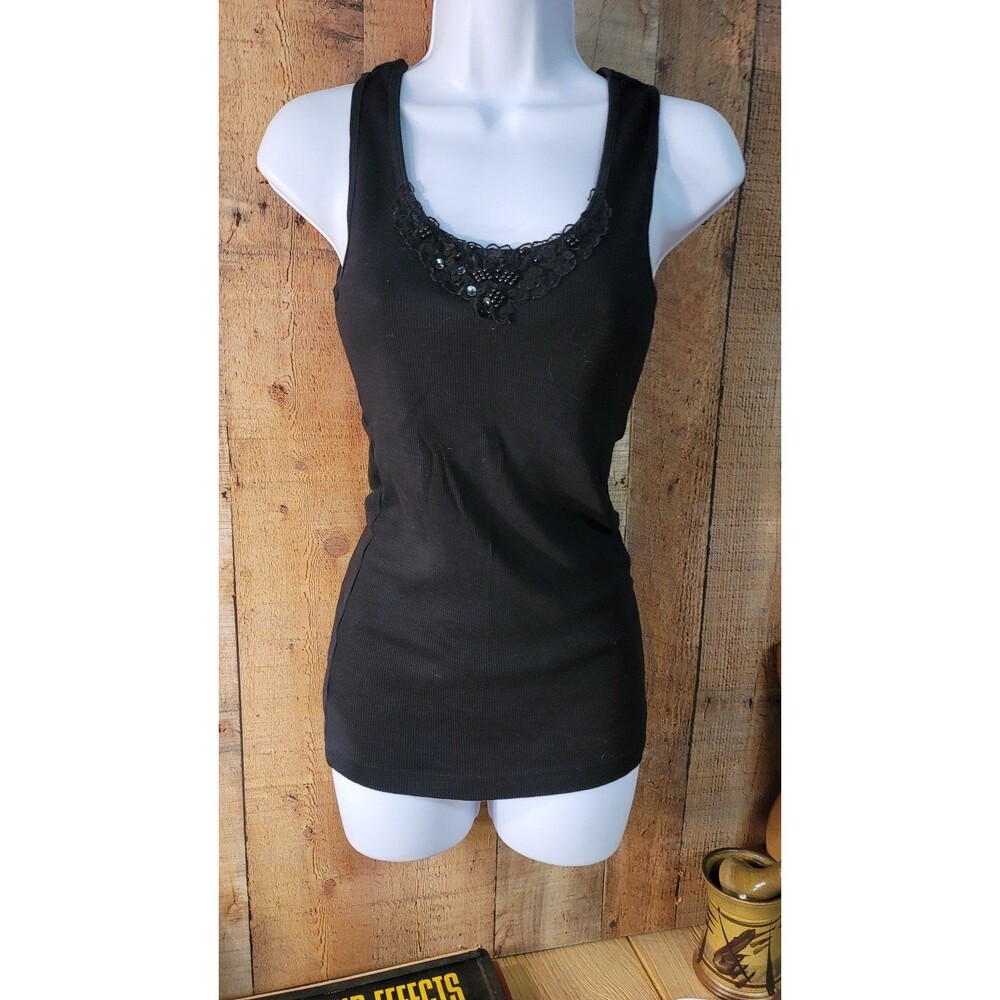 Apt 9 Lace Tank Top S Black